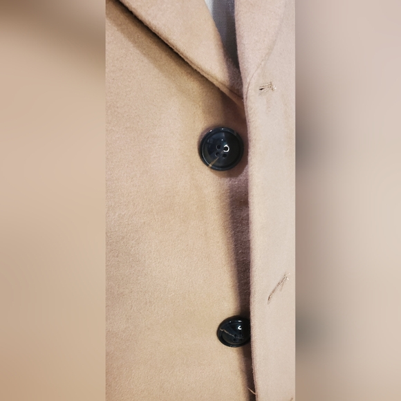 MENS Tan Long Coat with Black Buttons XXL - Picture 6 of 9